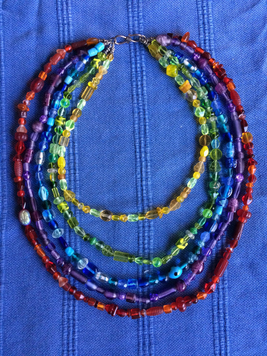 Rainbow Bead Statement Necklace
